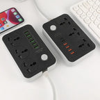Speed-X 603PU Universal Power Extension Board | 3 AC Sockets, 3 USB & 2 Type-C Fast Charging Ports | 2M Heavy-Duty Cable | Multi-Plug Power Strip for Home, Office & Travel