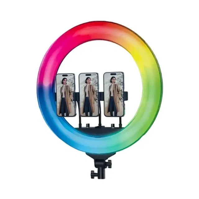 Plokama 45CM RGB LED Ring Light 17.5-Inch | Dimmable Multicolor & Warm/Cool/Neutral White Light | Wireless Remote | 3 Mobile Holders | 360° Adjustable Mount | USB Powered for TikTok, YouTube & Live Streaming