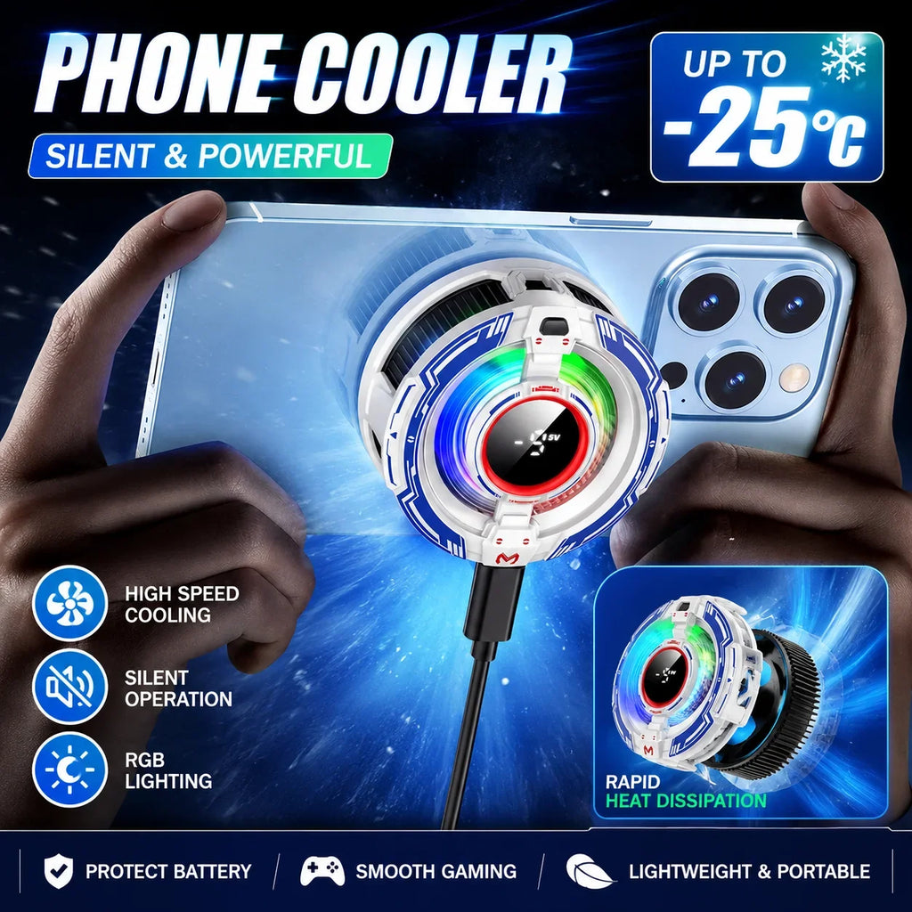 Semiconductor Phone Cooler Magnetic Phone Back-Clip 2in1 Phone Fast Cooler PUBG Game Freeze Radiator for Gaming & Live Streaming