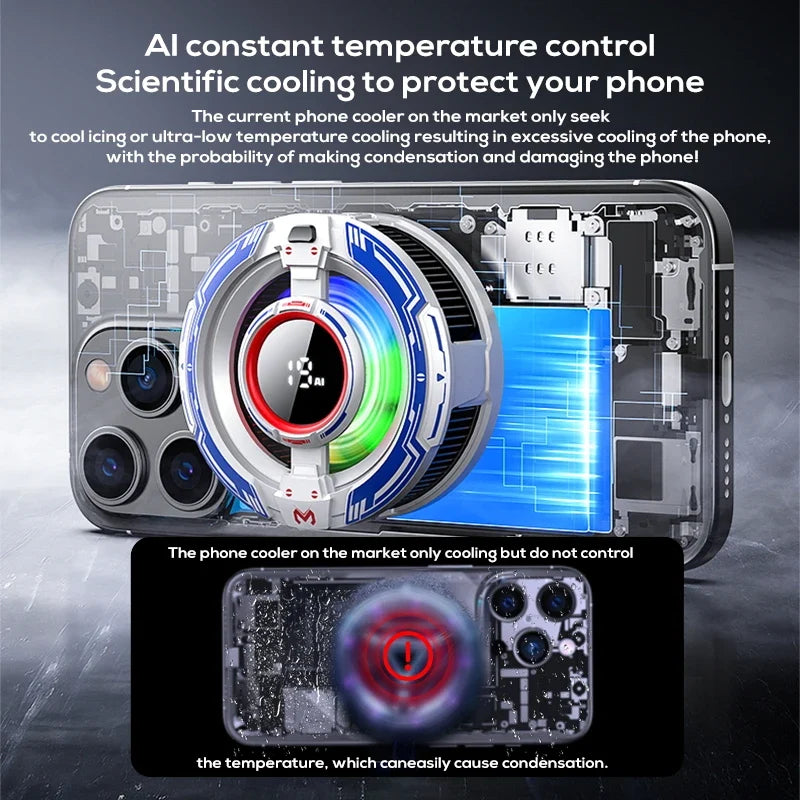 Semiconductor Phone Cooler Magnetic Phone Back-Clip 2in1 Phone Fast Cooler PUBG Game Freeze Radiator for Gaming & Live Streaming