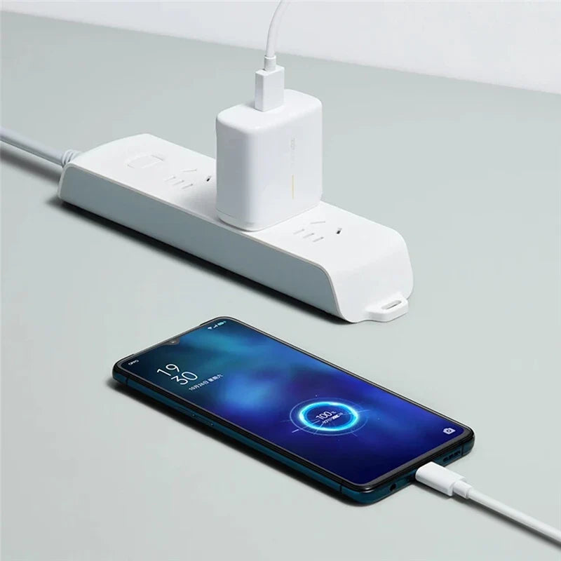 65W Supervooc 2.0 Fast Charger For OPPO Find X2 Pro Reno 5 5G 3 4 Pro Ace 2 X20 X2 Realme X50 Pro RX17 Pro 1.5M Type-C Cable