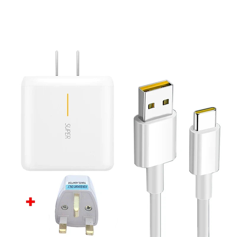 65W Supervooc 2.0 Fast Charger For OPPO Find X2 Pro Reno 5 5G 3 4 Pro Ace 2 X20 X2 Realme X50 Pro RX17 Pro 1.5M Type-C Cable