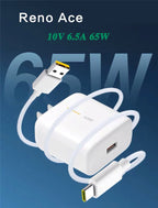 65W Supervooc 2.0 Fast Charger For OPPO Find X2 Pro Reno 5 5G 3 4 Pro Ace 2 X20 X2 Realme X50 Pro RX17 Pro 1.5M Type-C Cable