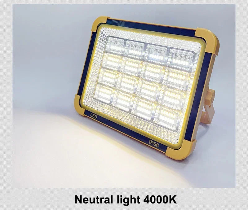 15000LM USB Rechargeable LED Solar Flood Light 2000Watt with Magnet Strong Light Portable Camping Tent Lamp Work Repair Lighting