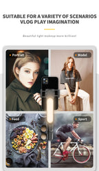 Handheld Gimbal Stabilizer Selfie Stick Tripod with Removable Fill Light Wireless Remote Portable Phone Stand Holder