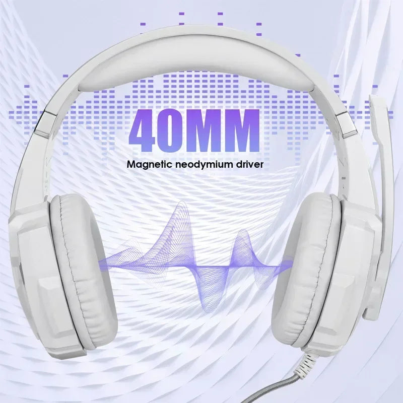 Gaming Headset With Microphone For PS5 PS4 Xbox PC 3D Surround Sound RGB Wired Headphones Noise Cancelling Memory Foam Earcup