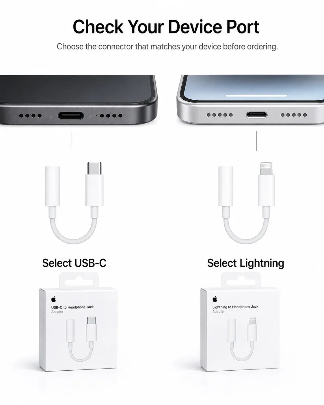 Official Apple USB-C Type-C Lightning to 3.5mm Headphone Jack Adapter & Wired EarPods Earphones with Remote Mic for iPhone iPad