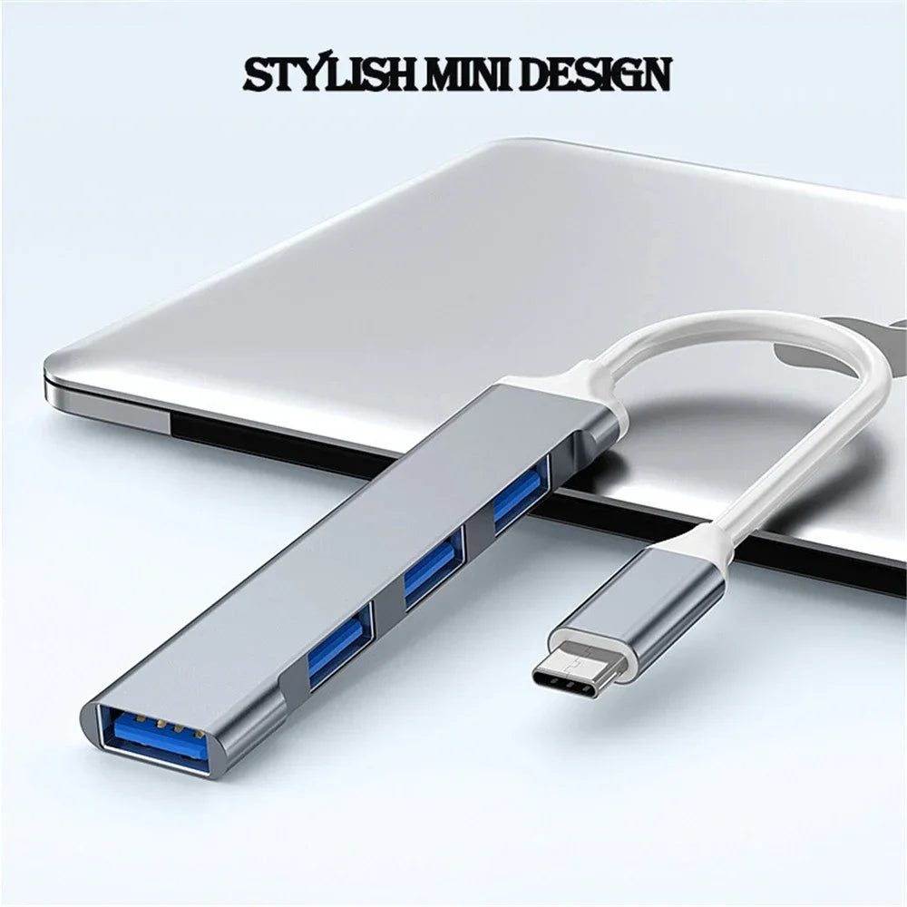 4-Port USB-C Hub Splitter Adapter for Laptop & Mobile