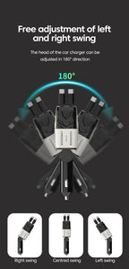 Retractable 4-in-1 Fast Car Charger with Digital Display