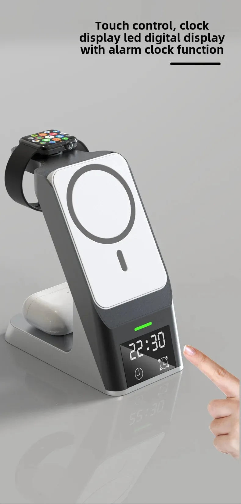 Six-In-One Multi-Function Wireless Charger Bluetooth Earphones Immediate Charging And Placing Clock Alarm Function