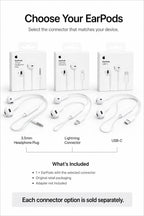 Official Apple EarPods Wired Headphones Lightning USB-C 3.5mm Connector with Mic Remote Adapters for iPhone iPad MacBook