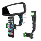 Rearview Mirror Car Phone Mount – 360° Rotatable & Retractable