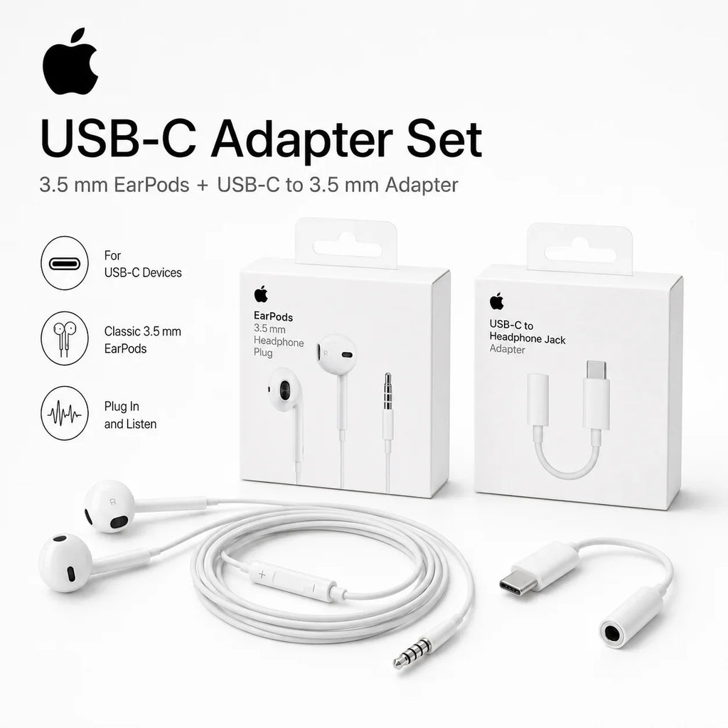 Official Apple EarPods Wired Headphones Lightning USB-C 3.5mm Connector with Mic Remote Adapters for iPhone iPad MacBook