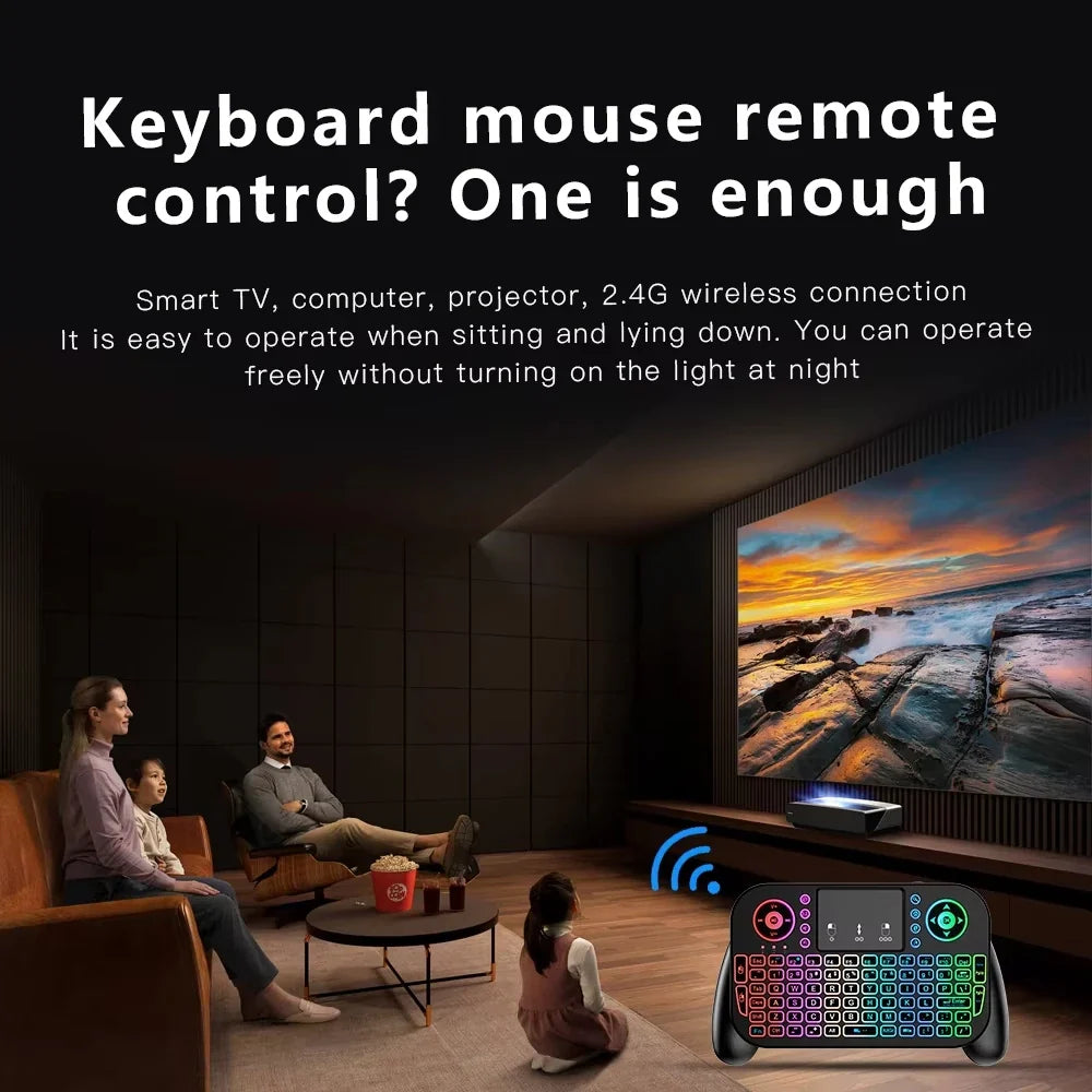 KEBIDUMEI RGB Backlit Mini Keyboard with Touchpad 2.4G Bluetooth Wireless Keyboard for Macbook Laptop Windows Android TV Box