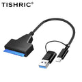 SATA To USB 3.0/Type-C/2 In 1 USB3.0 Type-C Cable Up To 6 Gbps For 2.5 Inch External HDD SSD Hard Drive SATA 3 22 Pin Adapter