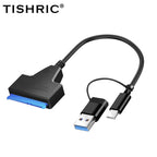 SATA To USB 3.0/Type-C/2 In 1 USB3.0 Type-C Cable Up To 6 Gbps For 2.5 Inch External HDD SSD Hard Drive SATA 3 22 Pin Adapter