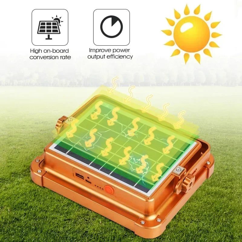 15000LM USB Rechargeable LED Solar Flood Light 2000Watt with Magnet Strong Light Portable Camping Tent Lamp Work Repair Lighting