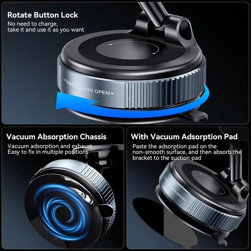 Magnetic Car Phone Mount with 360° Vacuum Suction Cup