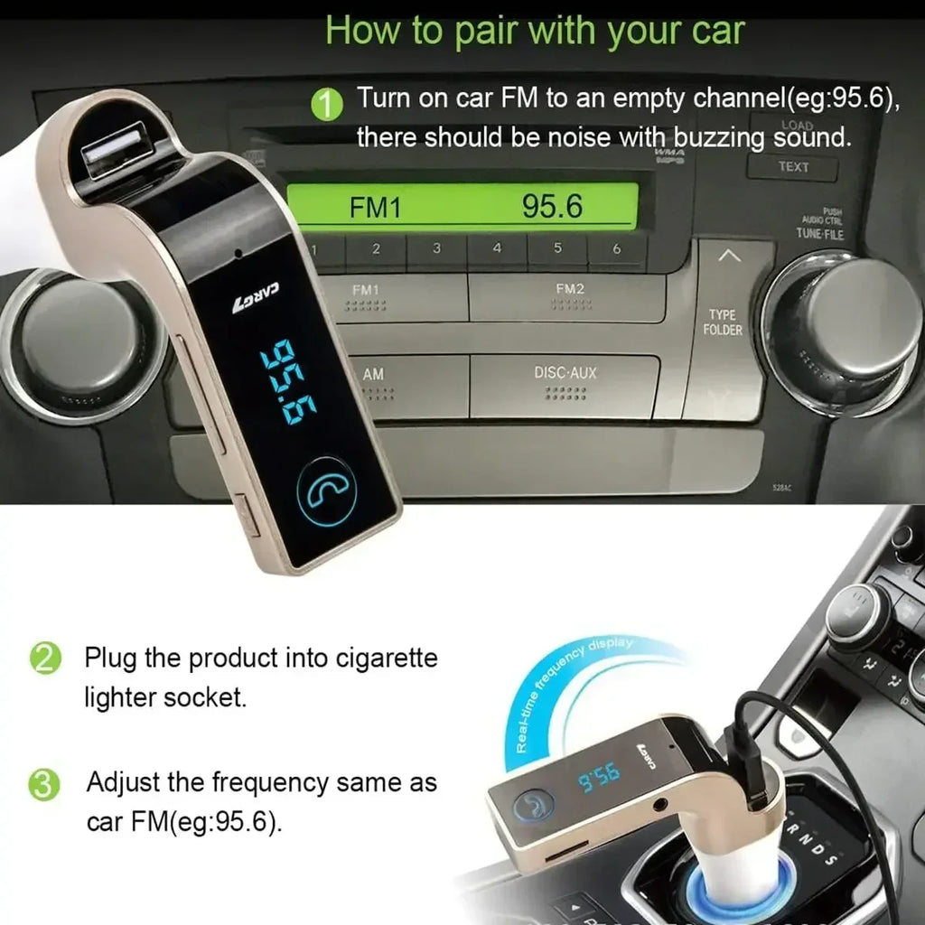 Car Bluetooth FM Transmitter Handsfree Bluetooth Receiver Car Kit Auto Cigarette Lighter USB MP3 Music Player for IPhone IPad
