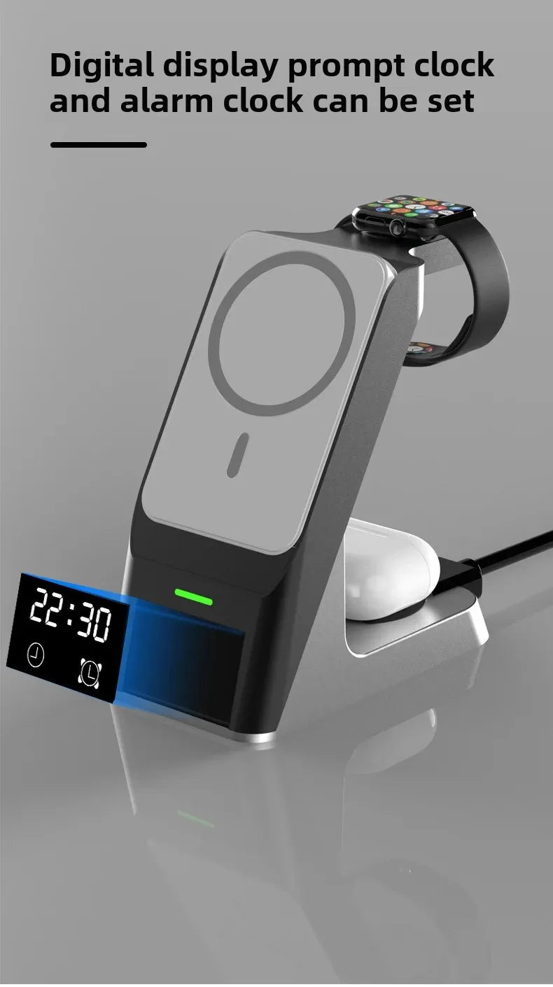 Six-In-One Multi-Function Wireless Charger Bluetooth Earphones Immediate Charging And Placing Clock Alarm Function