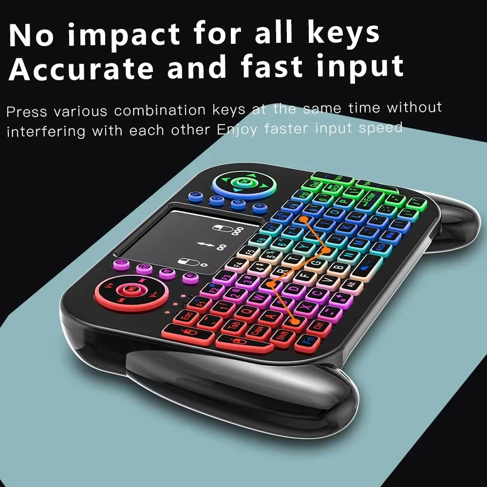 KEBIDUMEI RGB Backlit Mini Keyboard with Touchpad 2.4G Bluetooth Wireless Keyboard for Macbook Laptop Windows Android TV Box