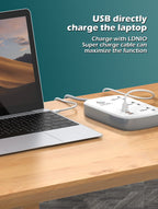 LDNIO Universal Power Strip with 65W GaN USB Charer 3250W Extension Cable Network Filter Surge Protector  EU/US/UK Plug Socket