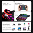 KEBIDUMEI RGB Backlit Mini Keyboard with Touchpad 2.4G Bluetooth Wireless Keyboard for Macbook Laptop Windows Android TV Box