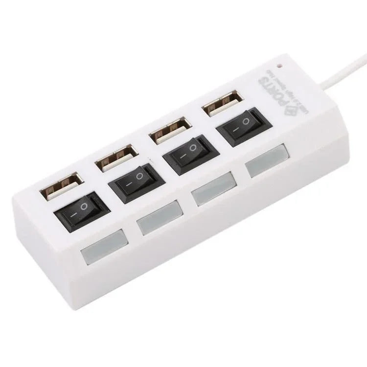 4 Ports USB HUB 2.0 Adapter Expander Multi USB Splitter Multiple Extender with LED Lamp Switch for PC Laptop