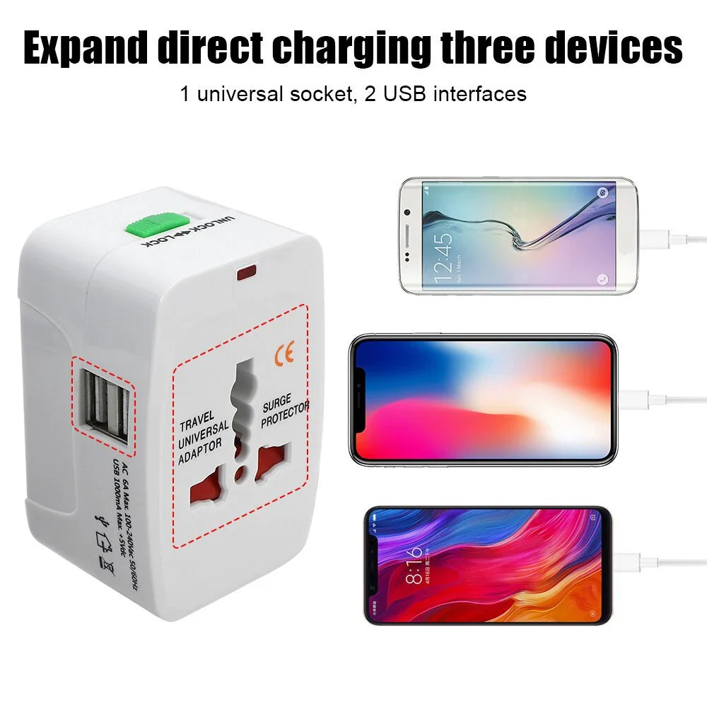 Universal Travel Adapter with Dual USB-C Fast Charging