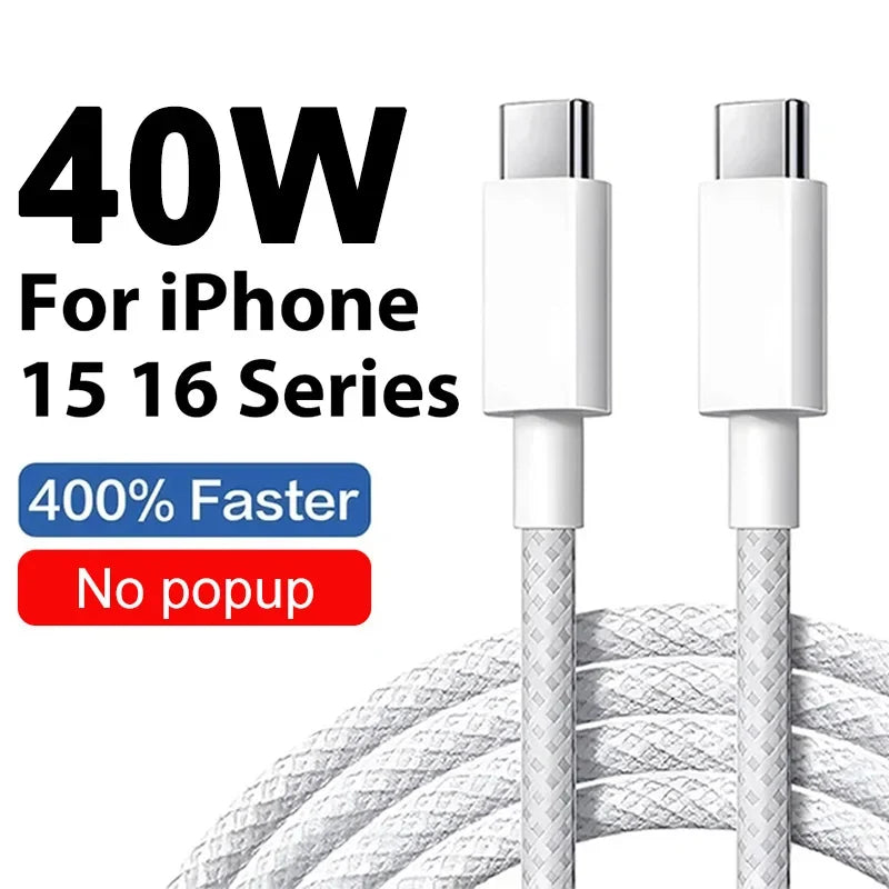 PD 40W For iPhone Charger USB C Chargers For iPhone 16 15 14 13 12 11 Pro XS Max XR X 8 7 6 Plus Fast Charging Cable Accessories