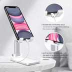 Universal Phone Stand for Desk, Adjustable Tablet Holder Compatible with iPhone iPad , Foldable Cell Phone Stand for Table