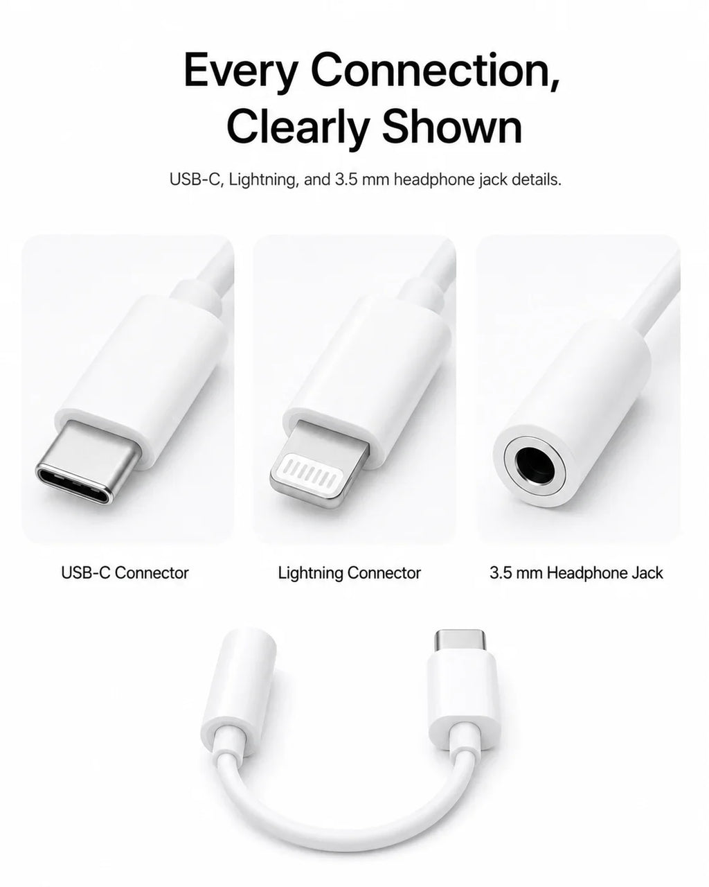 Official Apple USB-C Type-C Lightning to 3.5mm Headphone Jack Adapter & Wired EarPods Earphones with Remote Mic for iPhone iPad
