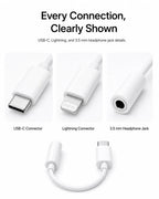 Official Apple USB-C Type-C Lightning to 3.5mm Headphone Jack Adapter & Wired EarPods Earphones with Remote Mic for iPhone iPad