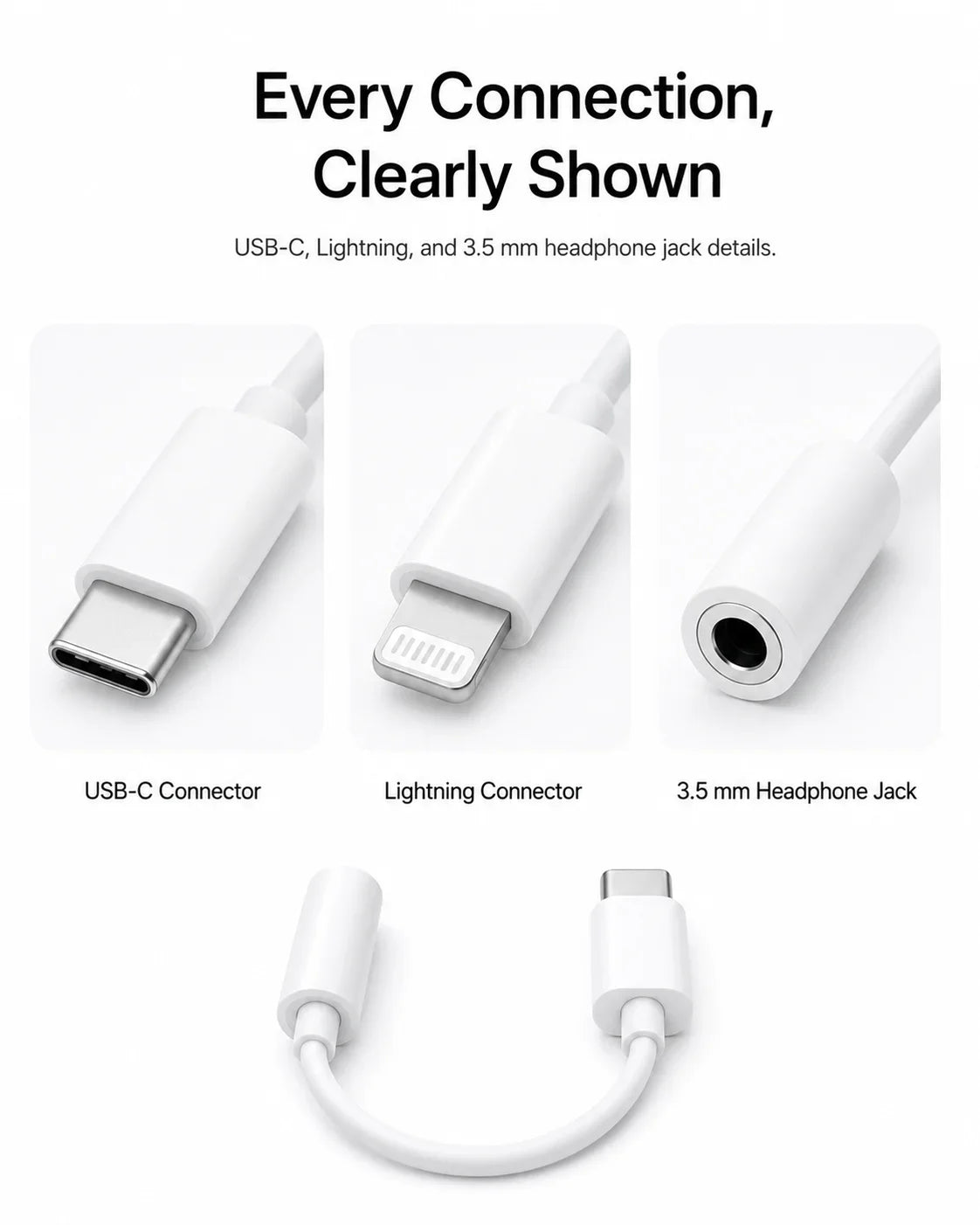 Official Apple USB-C Type-C Lightning to 3.5mm Headphone Jack Adapter & Wired EarPods Earphones with Remote Mic for iPhone iPad