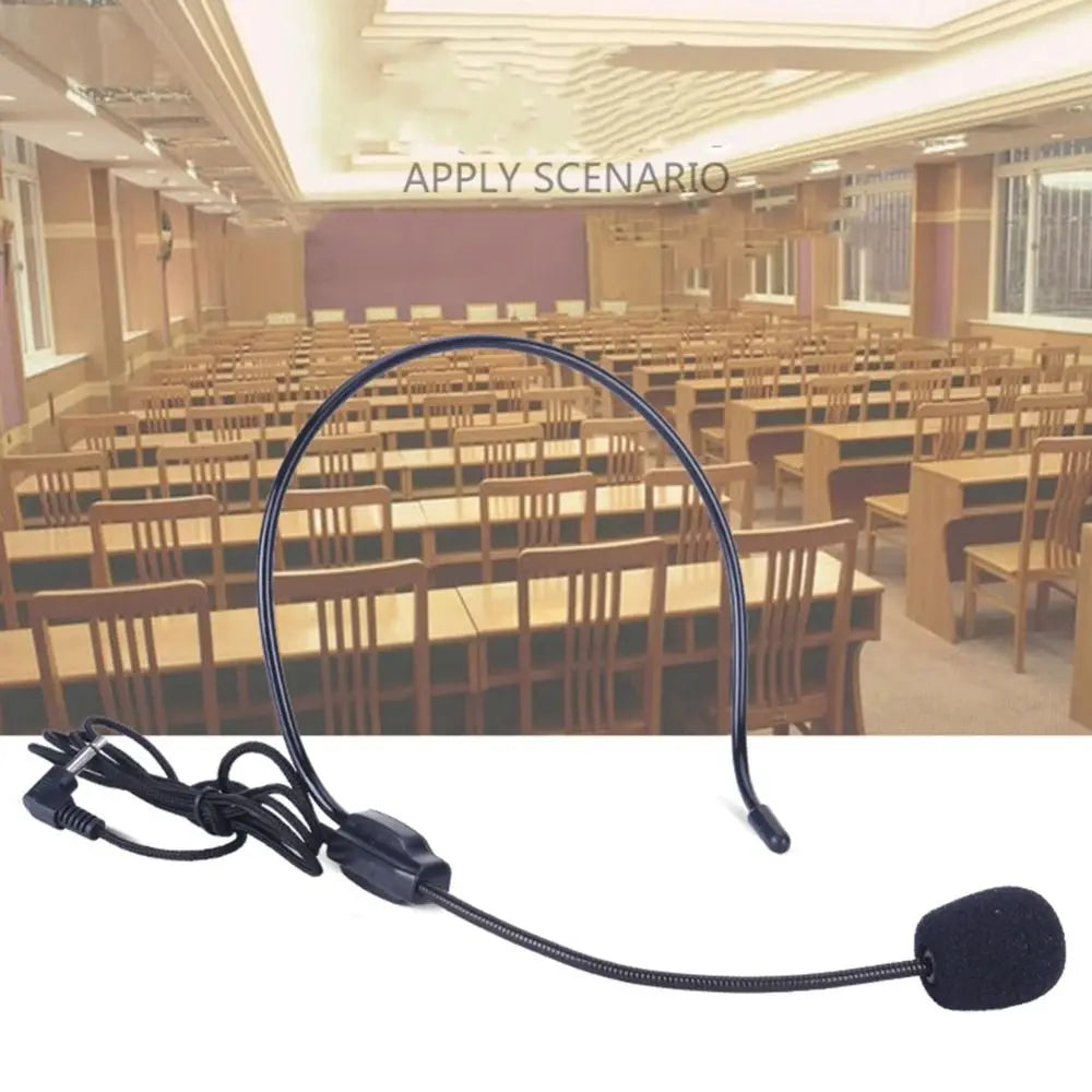 Portable Wired Microphone Head-mounted 3.5mm Plug Headset Microphone Interview Speech Teaching Stage Speaker Speech Headset Mic