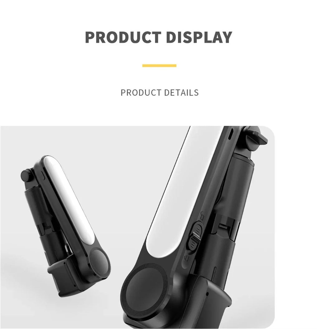 Handheld Gimbal Stabilizer Selfie Stick Tripod with Removable Fill Light Wireless Remote Portable Phone Stand Holder