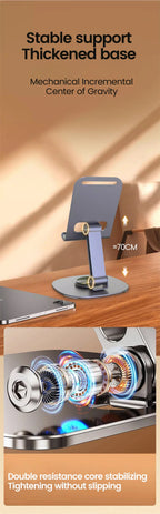 Foldable Mobile Phone Stand 360 Rotation Desktop Holder For iPad iPhone 15 14 13 Pro Samsung Tablet Cell Phone Portable Bracket