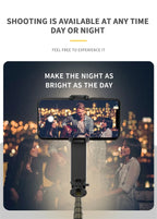 Handheld Gimbal Stabilizer Selfie Stick Tripod with Removable Fill Light Wireless Remote Portable Phone Stand Holder