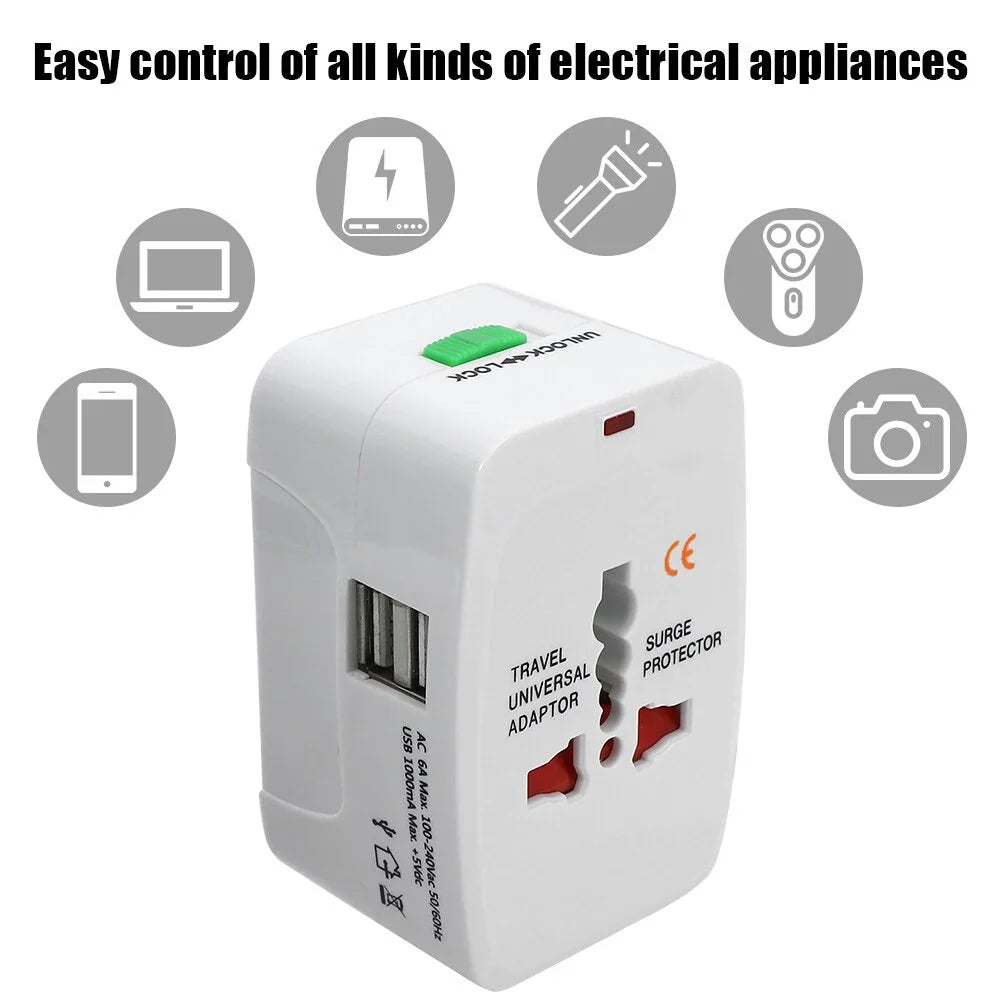Universal Travel Adapter with Dual USB-C Fast Charging