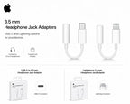 Official Apple USB-C Type-C Lightning to 3.5mm Headphone Jack Adapter & Wired EarPods Earphones with Remote Mic for iPhone iPad