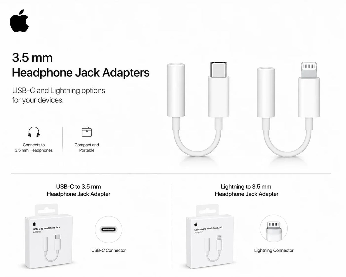 Official Apple USB-C Type-C Lightning to 3.5mm Headphone Jack Adapter & Wired EarPods Earphones with Remote Mic for iPhone iPad