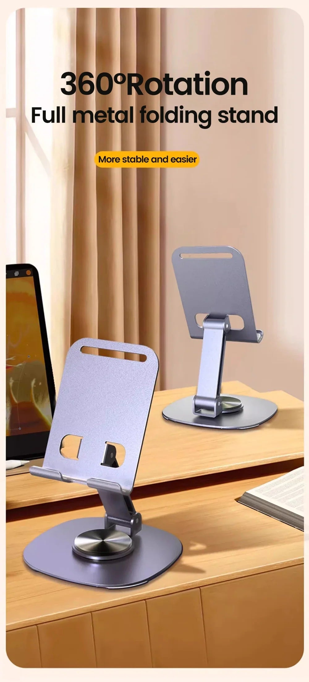 Foldable Mobile Phone Stand 360 Rotation Desktop Holder For iPad iPhone 15 14 13 Pro Samsung Tablet Cell Phone Portable Bracket
