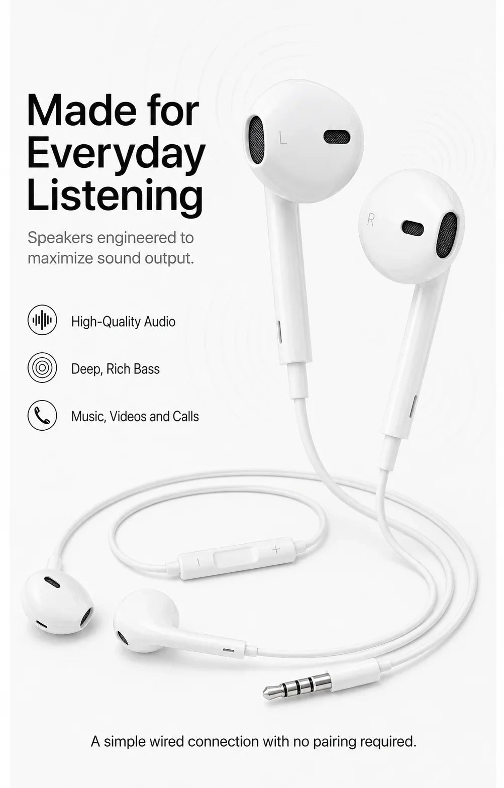 Official Apple EarPods Wired Headphones Lightning USB-C 3.5mm Connector with Mic Remote Adapters for iPhone iPad MacBook