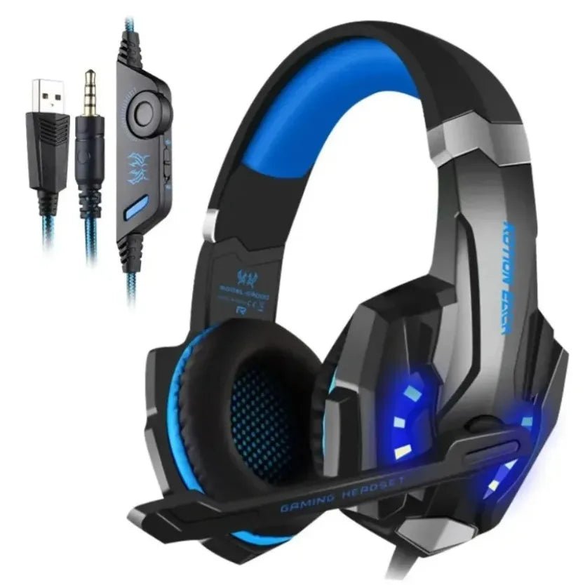 Gaming Headset With Microphone For PS5 PS4 Xbox PC 3D Surround Sound RGB Wired Headphones Noise Cancelling Memory Foam Earcup