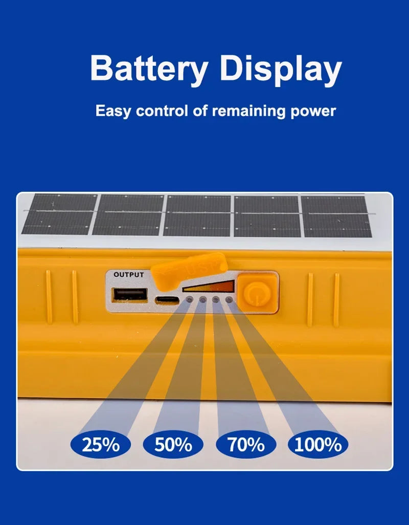 15000LM USB Rechargeable LED Solar Flood Light 2000Watt with Magnet Strong Light Portable Camping Tent Lamp Work Repair Lighting