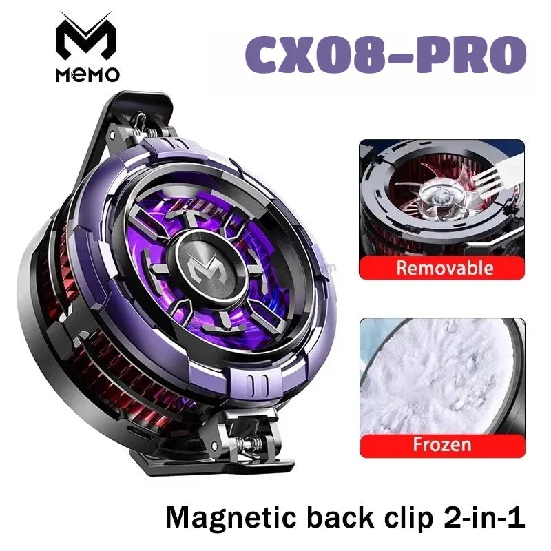 MEMO CX08 Pro Mobile Phone Semiconductor Magnetic/ Back-clip Frozen PUBG Game Cooler for IOS Android Universal Cooling Radiator