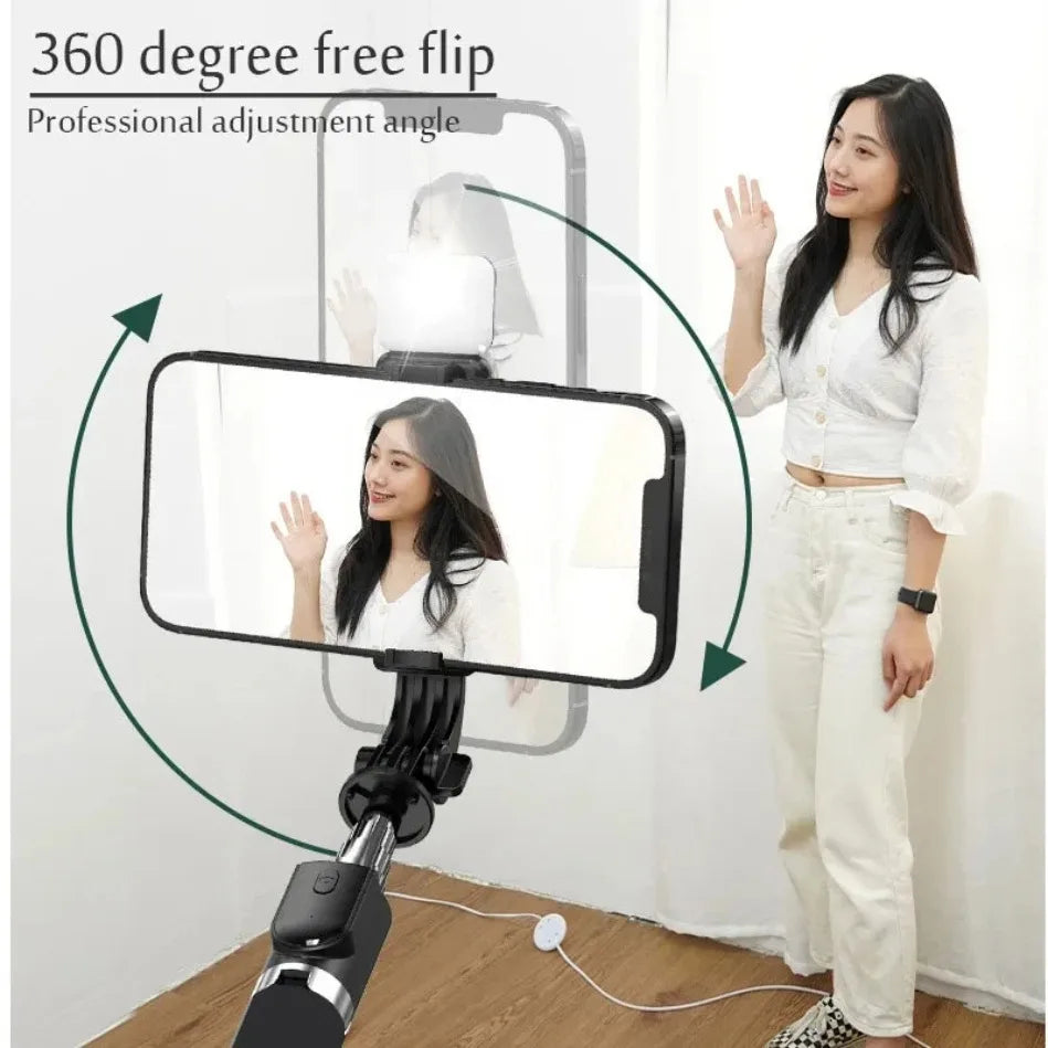 Wireless Bluetooth Selfie Stick Tripod with Fill Light