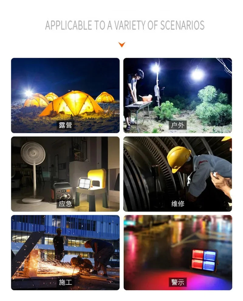 15000LM USB Rechargeable LED Solar Flood Light 2000Watt with Magnet Strong Light Portable Camping Tent Lamp Work Repair Lighting