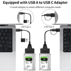 SATA To USB 3.0/Type-C/2 In 1 USB3.0 Type-C Cable Up To 6 Gbps For 2.5 Inch External HDD SSD Hard Drive SATA 3 22 Pin Adapter