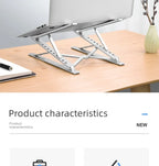For Macbook Laptop Stand Folding Adjustable Aluminum Computer Pc Tablet Stand Notebook Tablelaptop Holder Heat Dissipation